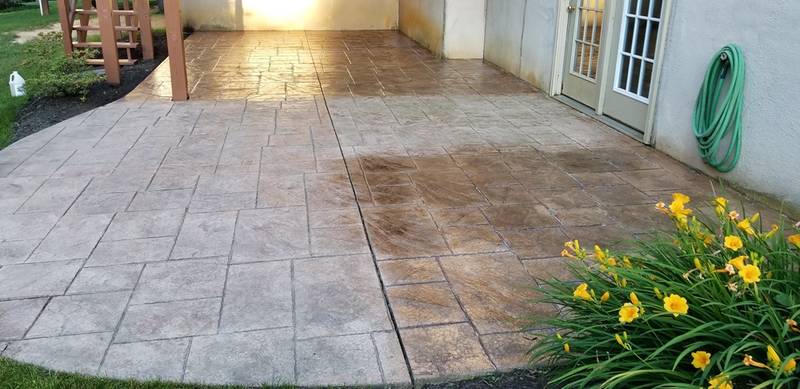 Stamped concrete patio sealing