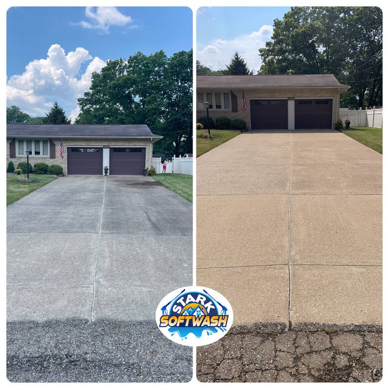 Concrete driveway before and after