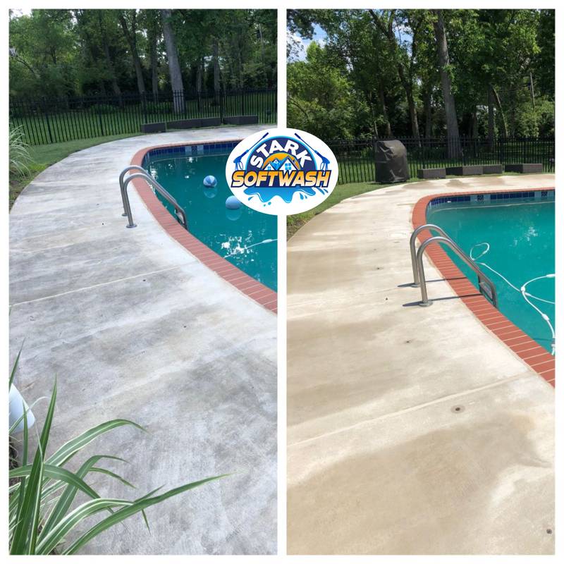 Pool deck cleaning before and after