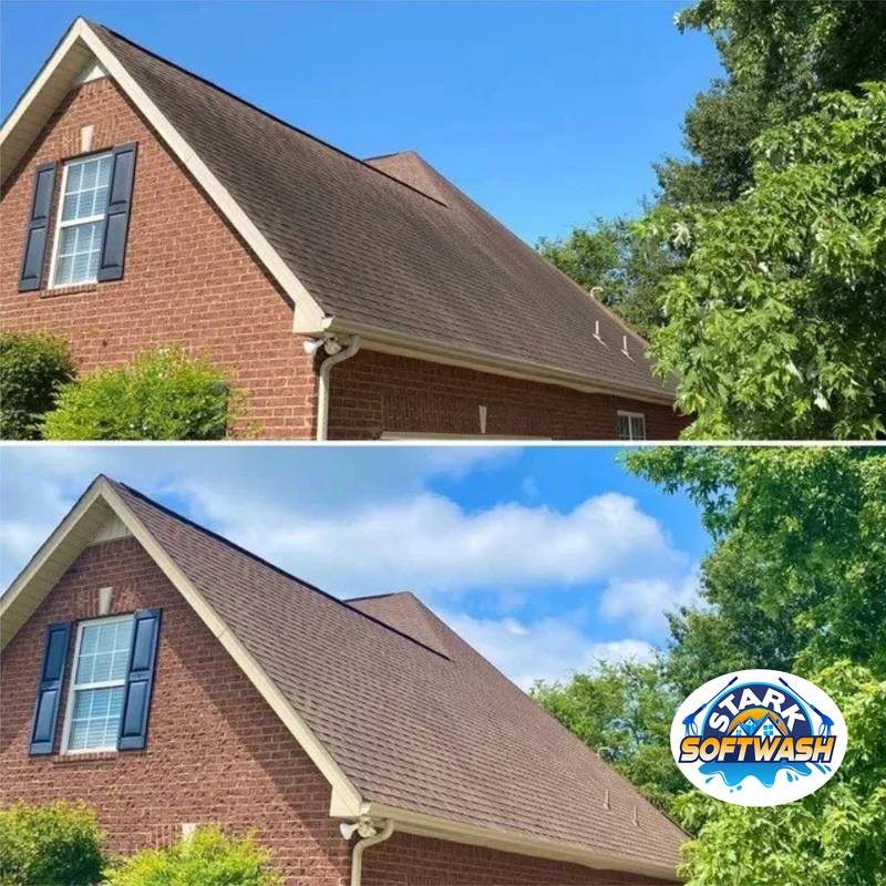 Roof soft wash before and after
